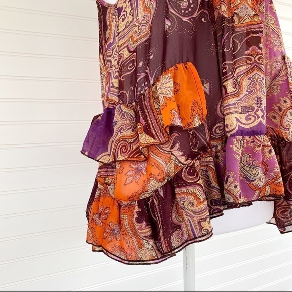 Asymmetrical hem sequins ruffle blouse Small - Picture 7 of 11